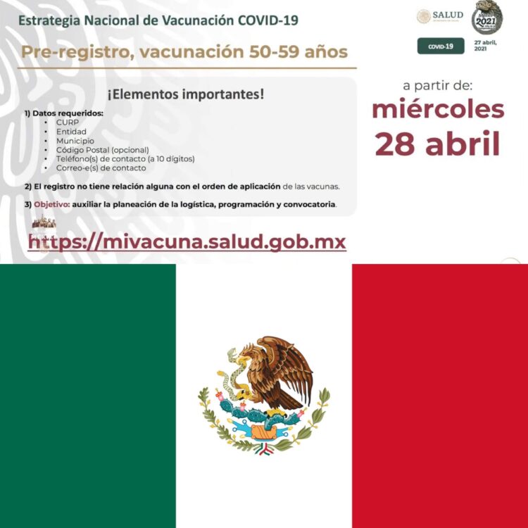 INICIA PRERREGISTRO DE VACUNA PARA ADULTOS DE 50 AÑOS