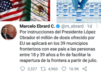 VACUNARÁN A MÁS DE 700 MIL TAMAULIPECOS DE ENTRE 18 Y 39 AÑOS “FRONTERIZOS”