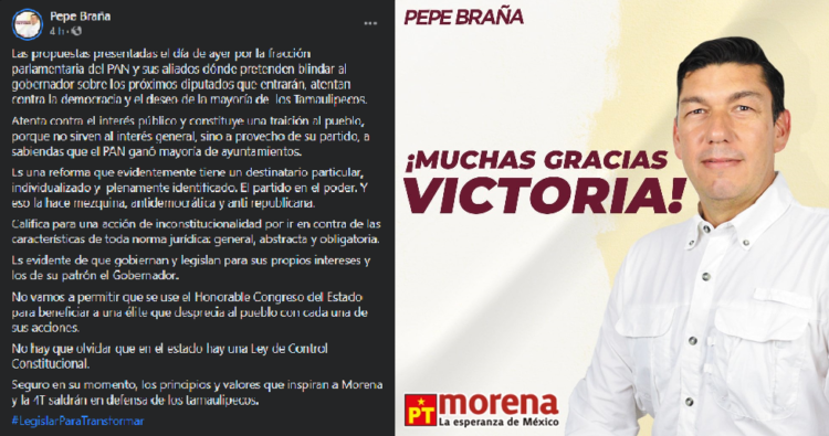 SE PRONUNCIA PEPE BRAÑA, ADVIERTE QUE LOS ACTUALES DIPUTADOS LOCALES, ESTÁN ATENTANDO CONTRA LA DEMOCRACIA EN TAMAULIPAS.