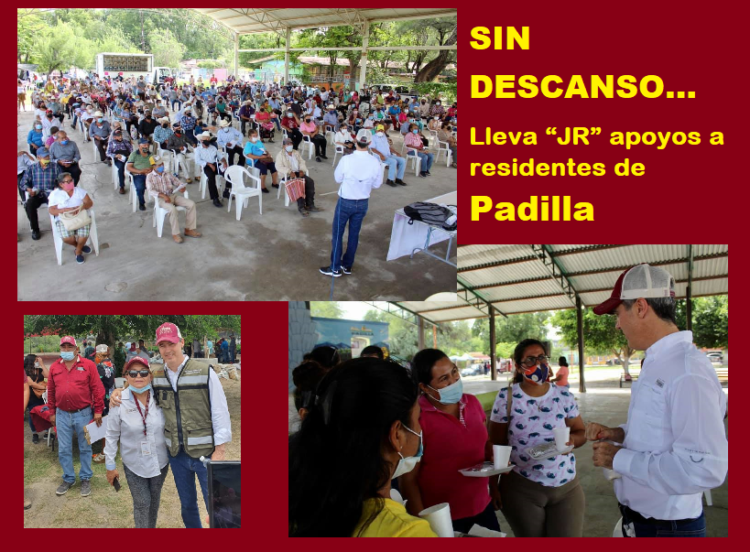 SIN DESCANSO… Lleva “JR” apoyos a residentes de Padilla