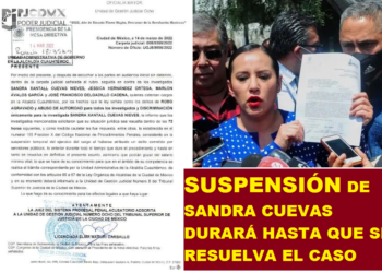 SUSPENSIÓN DE SANDRA CUEVAS DURARÁ HASTA QUE SE RESUELVA EL CASO