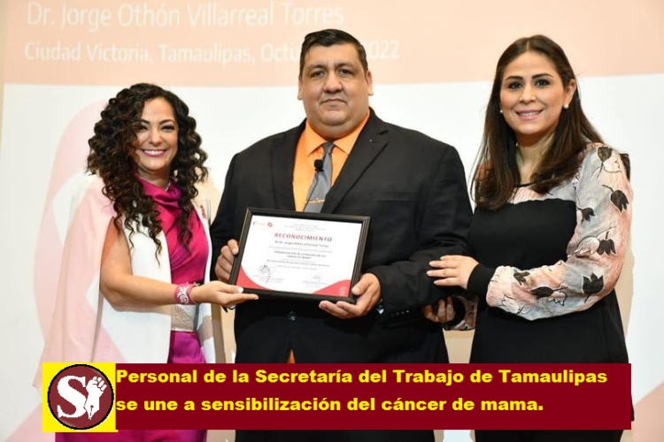 PERSONAL DE LA SECRETARÍA DEL TRABAJO DE TAMAULIPAS SE UNE A SENSIBILIZACIÓN DEL CÁNCER DE MAMA.