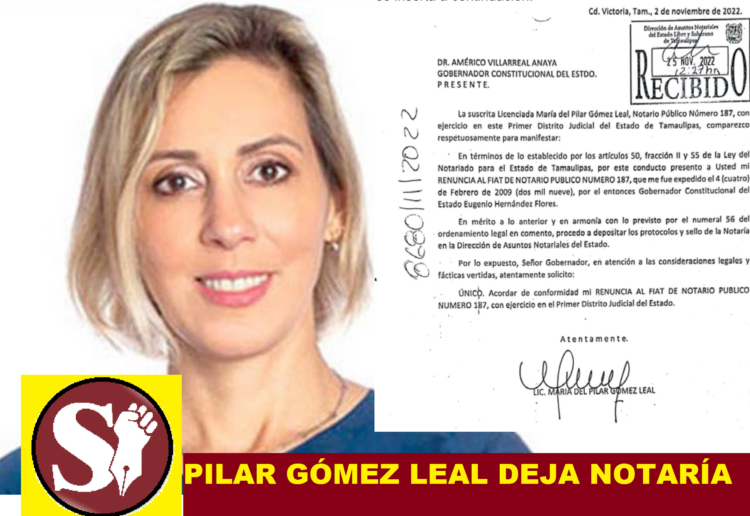PILAR GÓMEZ LEAL DEJA NOTARÍA