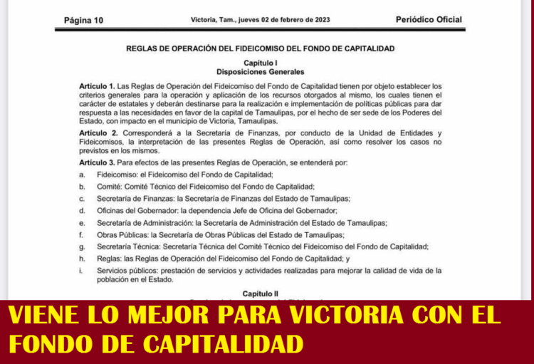 VIENE LO MEJOR PARA VICTORIA CON EL FONDO DE CAPITALIDAD