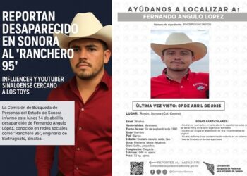 INFLUENCER SINALOENSE “RANCHERO 95” DESAPARECE EN SONORA; AUTORIDADES ACTIVAN FICHA DE BÚSQUEDA
