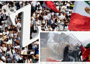 TENSIÓN EN EL ZÓCALO: Protestas por la violencia terminan en enfrentamientos frente a Palacio Nacional