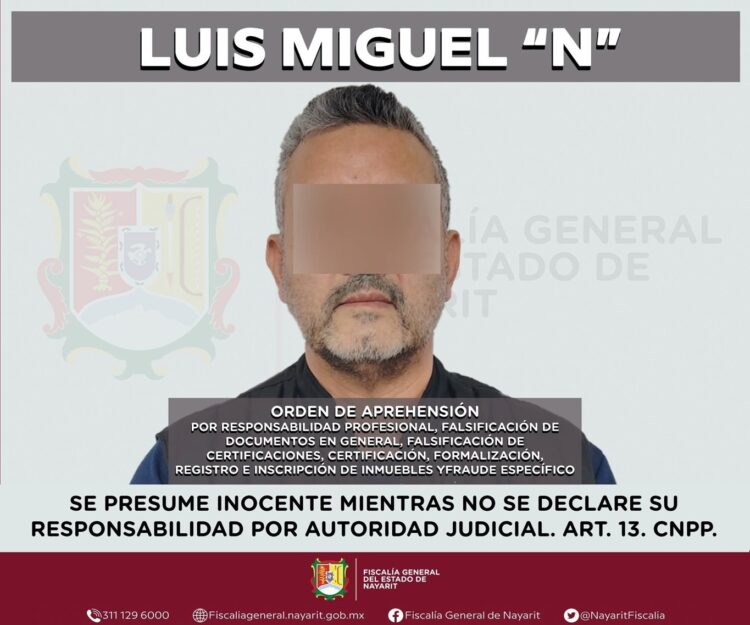 Aprehenden a notario en funciones por diversos delitos en Nayarit