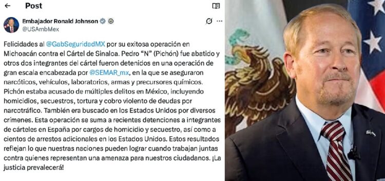 Embajador de EE.UU. reconoce operativo contra “El Pichón”, aunque confunde el estado donde ocurrió