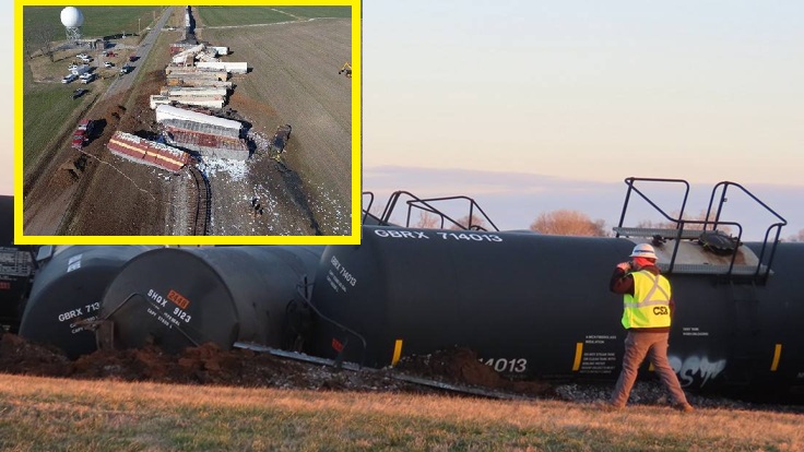 DESCARRILAMIENTO DE TREN CON MATERIAL PELIGROSO OBLIGA A CONFINAMIENTO EN KENTUCKY