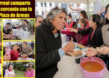 Mónica Villarreal comparte tradiciones y cercanía con la gente en la Plaza de Armas