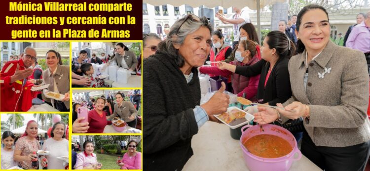 Mónica Villarreal comparte tradiciones y cercanía con la gente en la Plaza de Armas