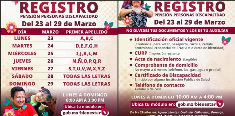 Inicia incorporación a Pensión para Personas con Discapacidad