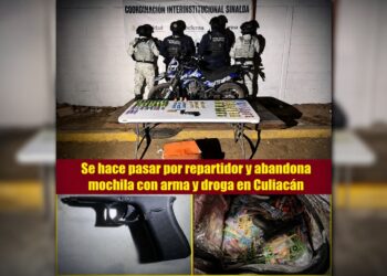 Se hace pasar por repartidor y abandona mochila con arma y droga en Culiacán