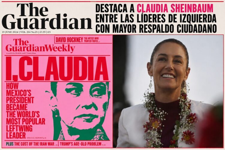 The Guardian destaca a Claudia Sheinbaum entre las líderes de izquierda con mayor respaldo ciudadano