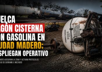 Vuelca vagón cisterna con gasolina en Ciudad Madero; despliegan operativo