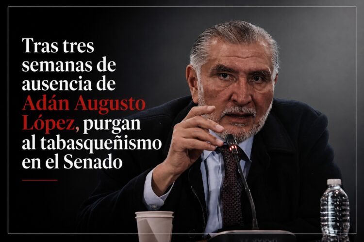 Tras tres semanas de ausencia de Adán Augusto López, purgan al tabasqueñismo en el Senado