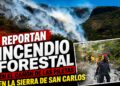 Reportan incendio forestal en el Cañón de Las Piletas en la Sierra de San Carlos