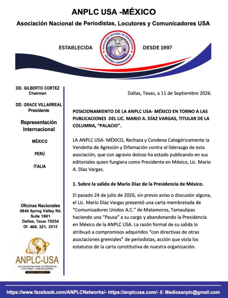 EXPULSAN AL PERIODISTA TAMAULIPECO MARIO A. DÍAZ VARGAS DE AGRUPACIÓN GREMIAL ENTRE USA Y MÉXICO TRAS ACUMULAR HISTORIAL DE VIOLENCIA, MISOGINIA Y DIFAMACIÓN