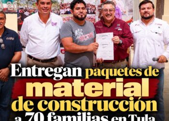 Entregan paquetes de material de construcción a 70 familias en Tula para el mejoramiento de vivienda