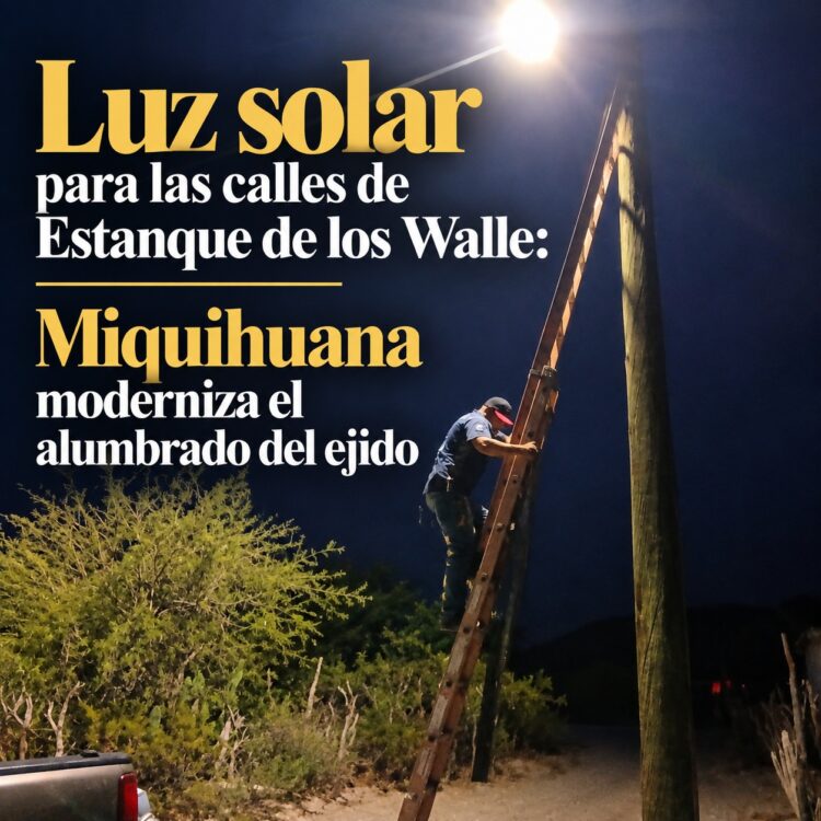 Luz solar para las calles de Estanque de los Walle: Miquihuana moderniza el alumbrado del ejido