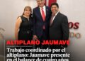 Trabajo coordinado por el altiplano: Jaumave presente en el balance de cuatro años de gobierno estatal